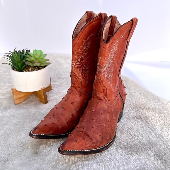 *Jar Boots | Orange Ostrich Leather Western Boot Size 20/13 - Picture 2 of 15